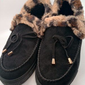 Journee Collection Womens Midnight Faux Suede Slip On Moccasins Shoes Size 9 Blk